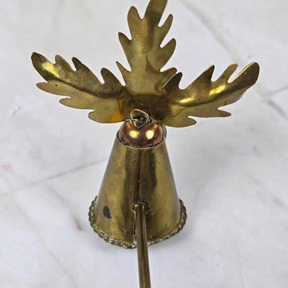 Vintage Brass & Copper Candle Snuffer Holly Leaves & Berries with Bell Christmas - Picture 6 of 11